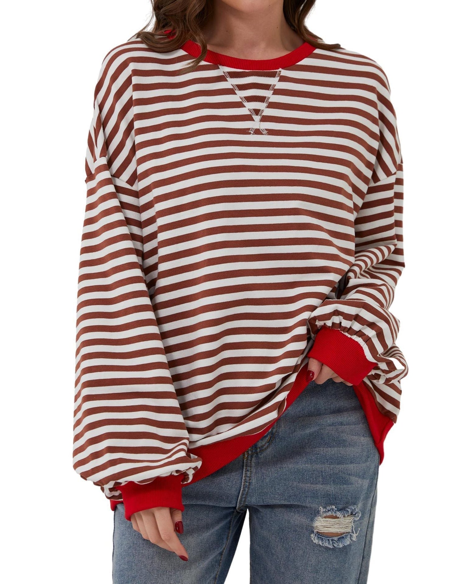 Streifenpullover Damen Elegant Locker