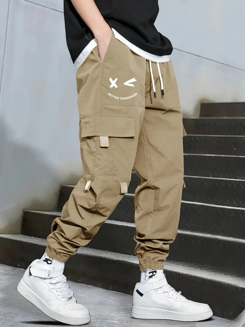 Herren Cargo Hose Bequem Mit Kordelzug - IdealeKleiden