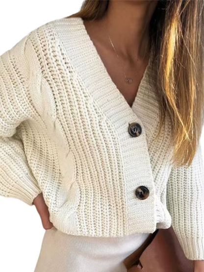 Großer Strickpullover Zopf Muster Oversized