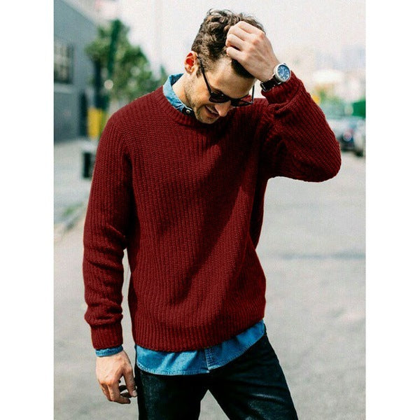 Herren Pullover Rundhals Weich Bequem