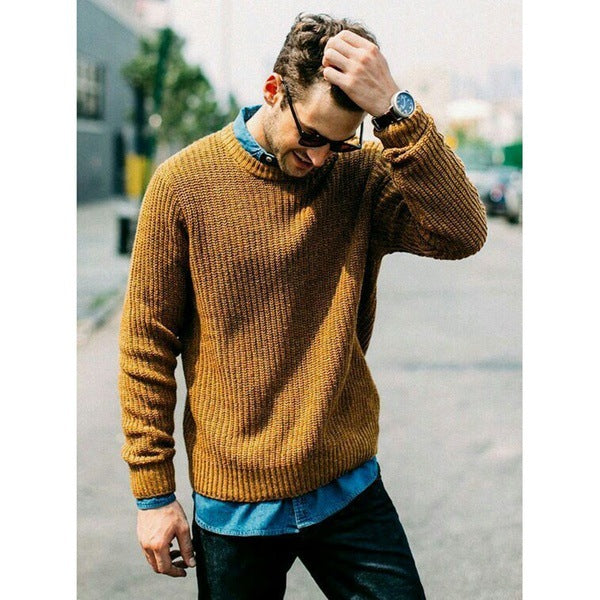 Herren Pullover Rundhals Weich Bequem