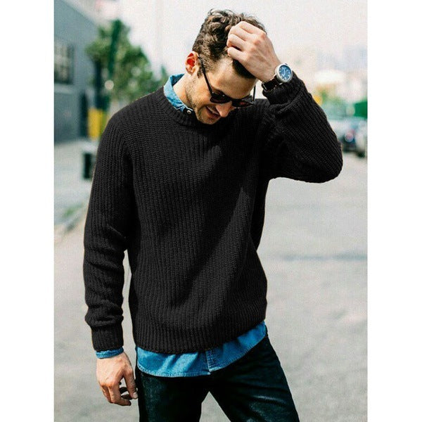 Herren Pullover Rundhals Weich Bequem