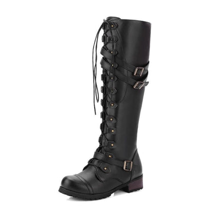 Elegante Stiefel Retro-Design Schnalle&Schnürsenkel - IdealeKleiden