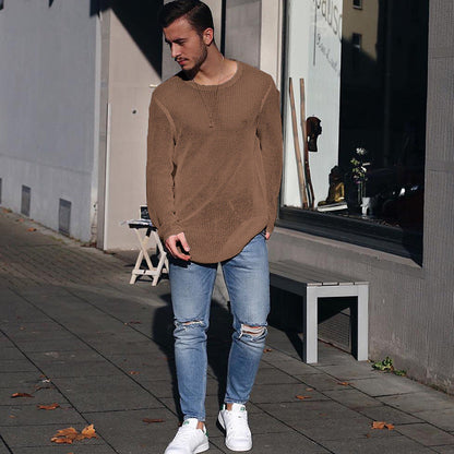 Herren Strickpullover Lang Grobmuster Relaxed Fit