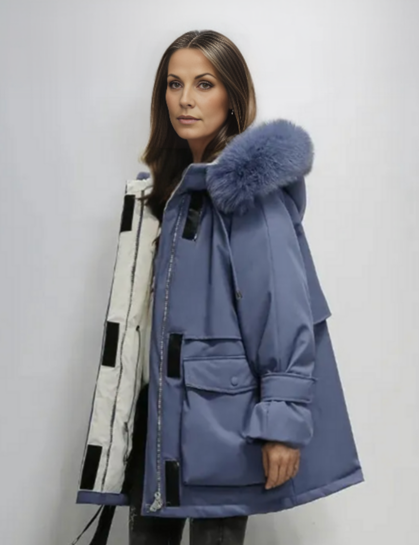 Winterjacke Frauen Kapuze Langärmlig Warm