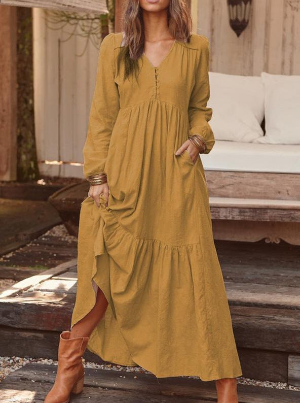 Damen Maxikleid Elegant Mit Voluminösem Rock