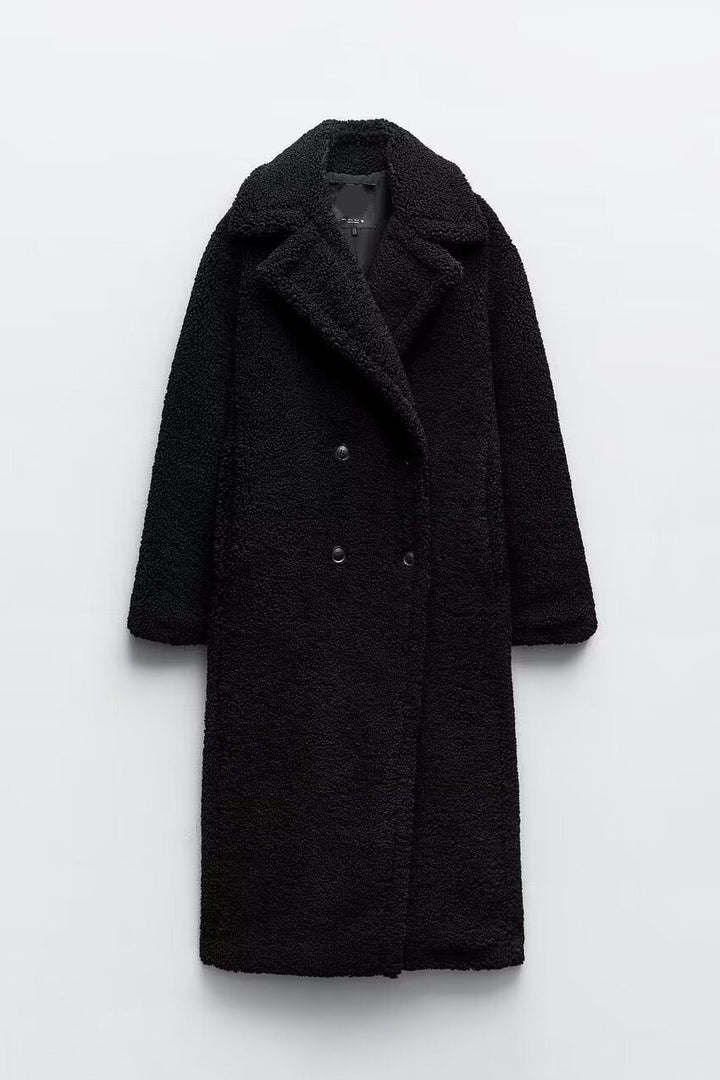 Langer Teddy Mantel Damen Modern Chic