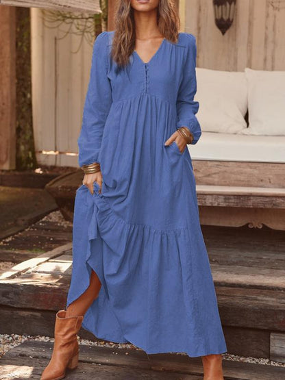 Damen Maxikleid Elegant Mit Voluminösem Rock