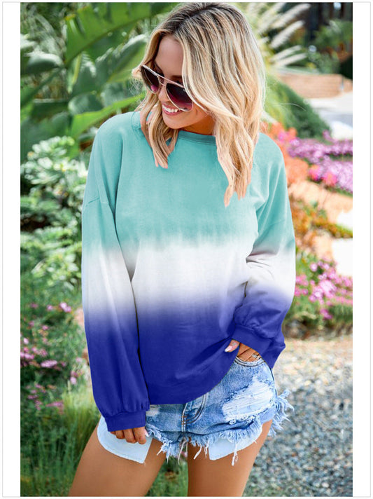Farbverlauf Sweatshirt Rundhals Frauen - IdealeKleiden