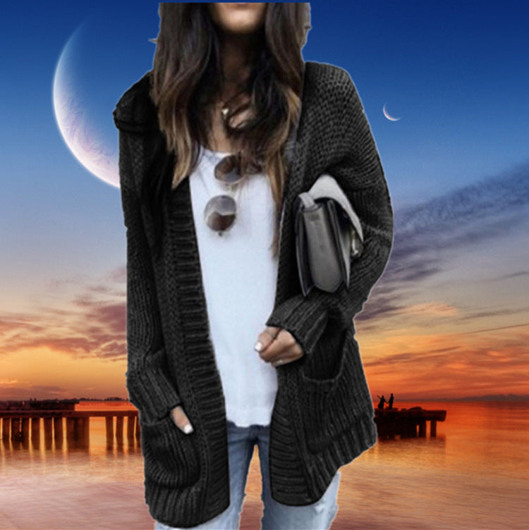 Damen Cardigan Grobstrick Bequem mit Taschen