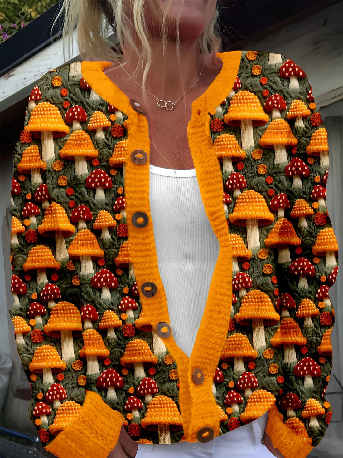 Damen Strickjacke Blumenmuster Elegant