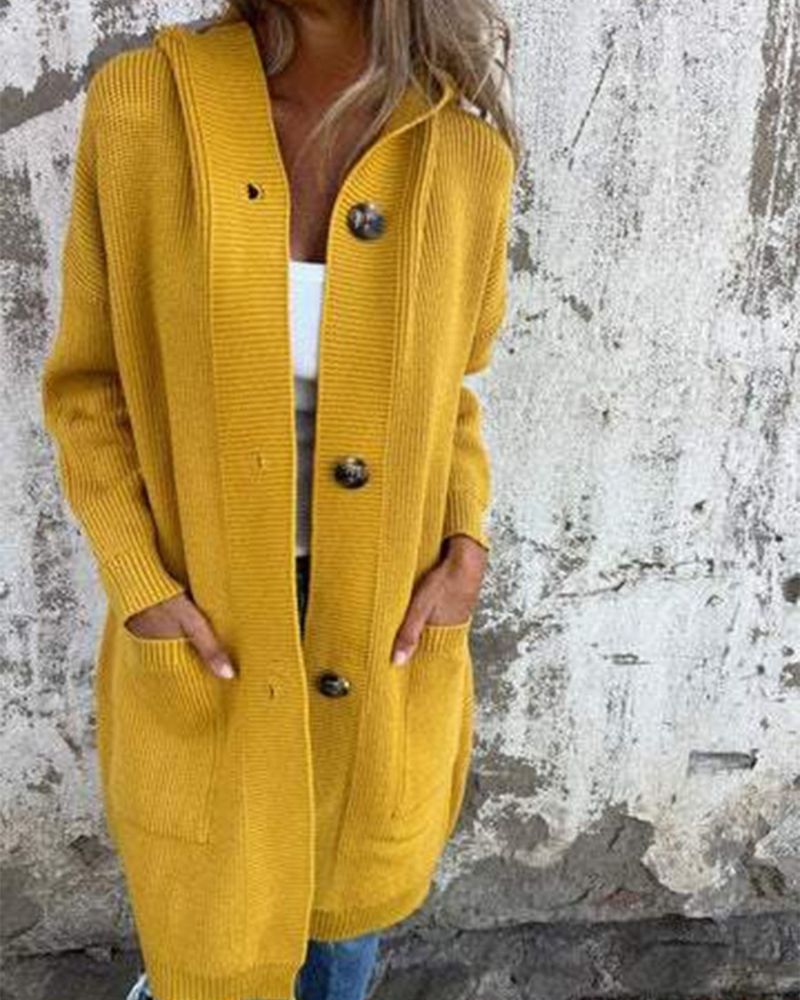 Kapuzenstrickjacke Mit Taschen Damen