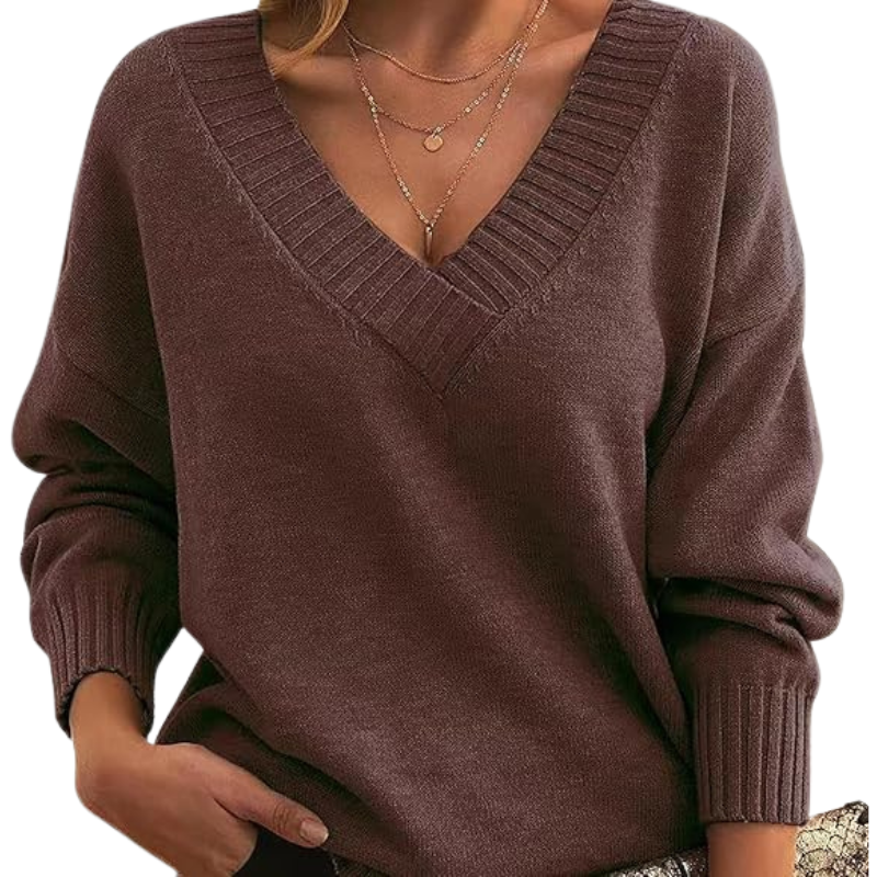 Stylisher V-Ausschnitt Pullover Frauen