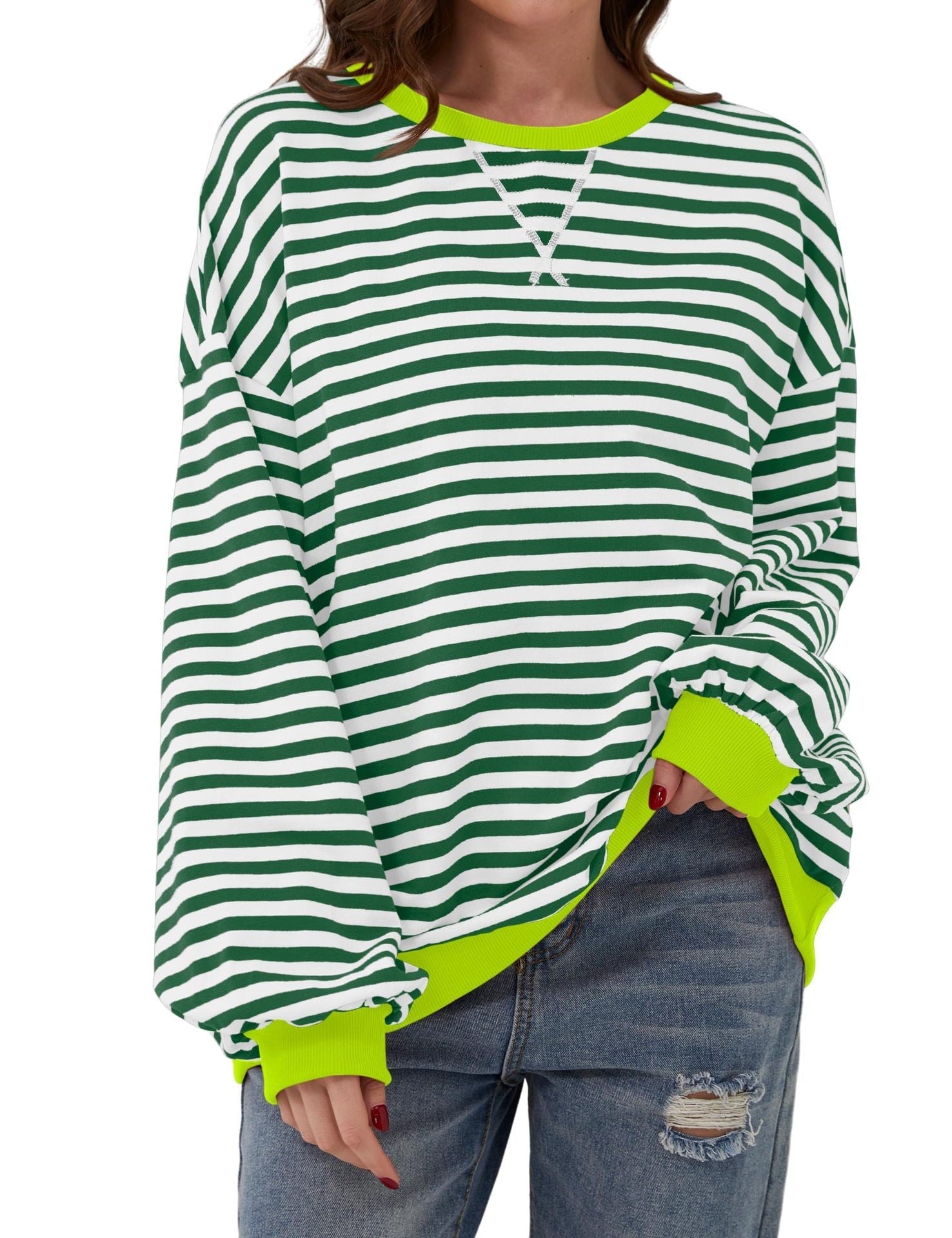 Streifenpullover Damen Elegant Locker - IdealeKleiden