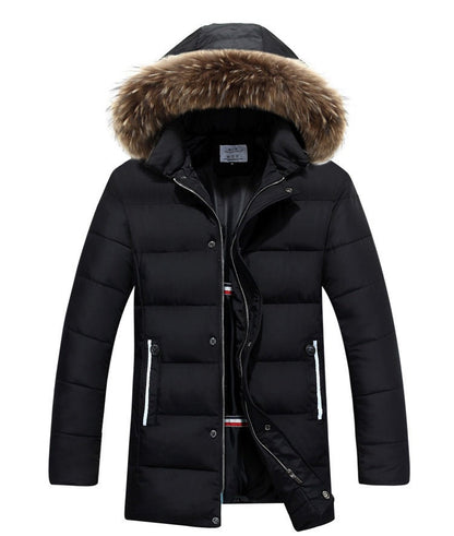 Herren Winterjacke Weich Kunstfell Kapuze