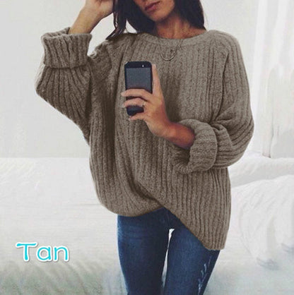 Damen Pullover Grobstrick Lässig Voluminös