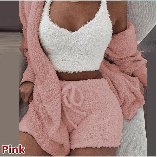 Damen Lounge Set Weich Plüsch