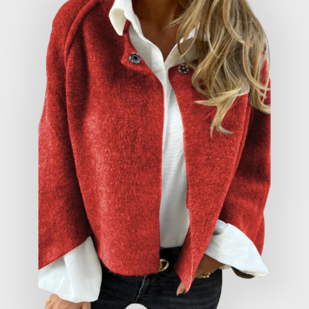 Warmes Winterkleid | Wollmantel Damen Rundhals Langärmlig