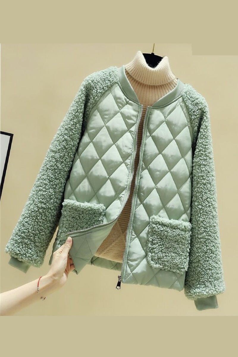 Damen Steppjacke Teddyfutter Warm und Praktisch