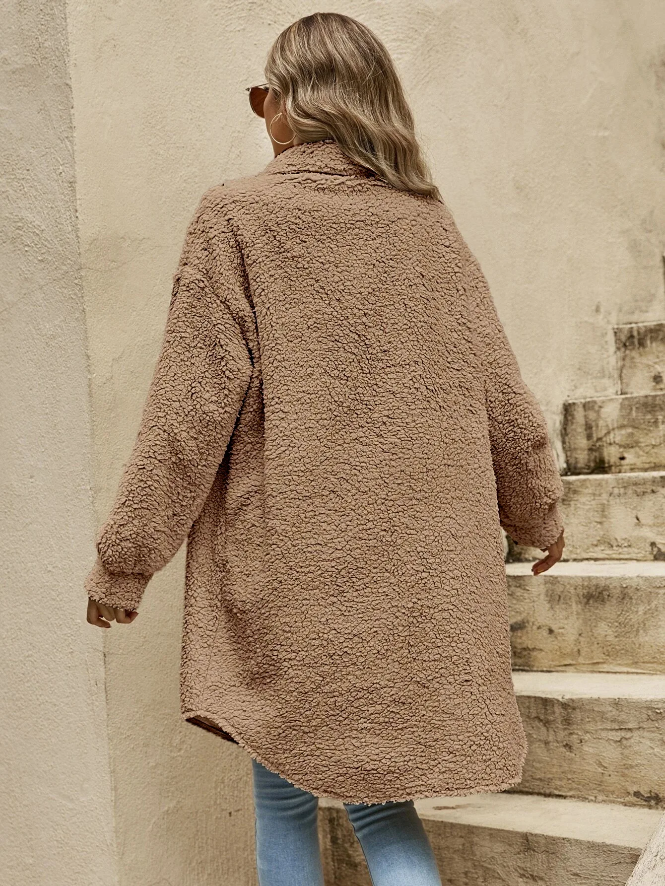 Schicke Damenmantel Teddy Herbst Trend - IdealeKleiden