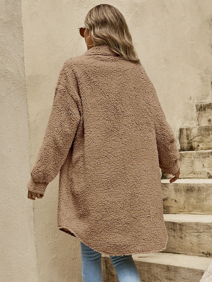 Schicke Damenmantel Teddy Herbst Trend - IdealeKleiden