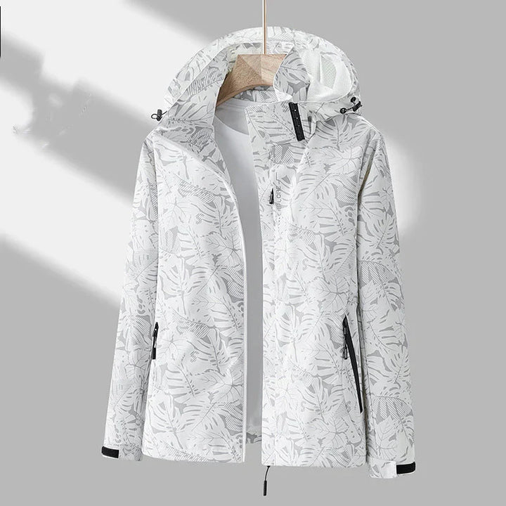Damen Outdoor-Jacke Stylisch Kapuze Floral-Print