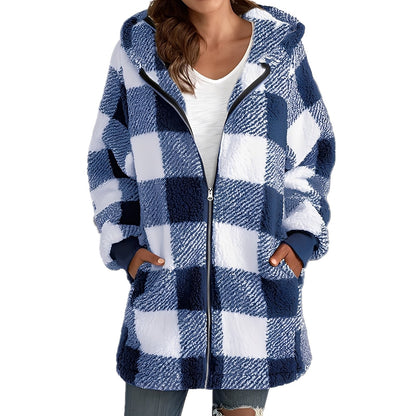 Modischer Damen Hoodie Karo Muster