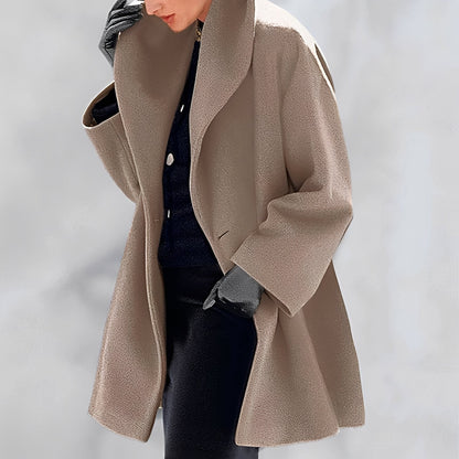 Eleganter Damen Wollmantel Weit Geschnitten