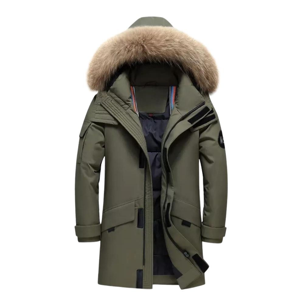Herren Wintermantel mit Fellkapuze
