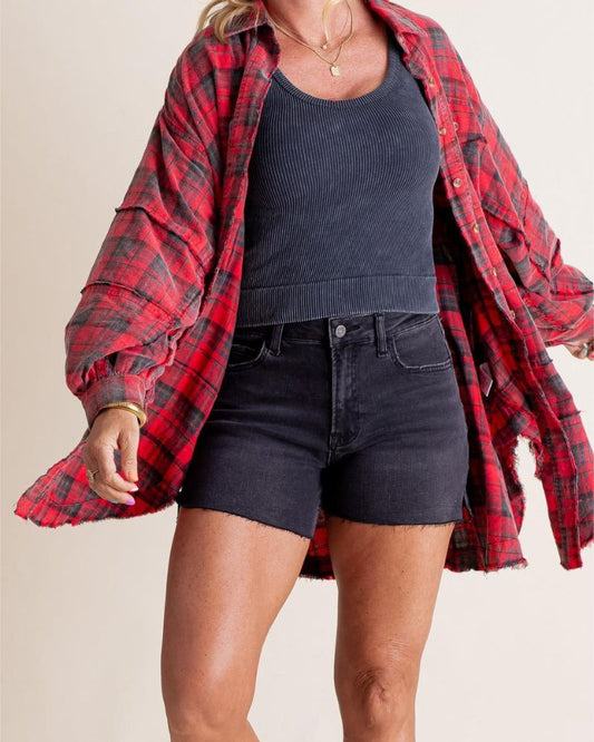 Stylische Frauenkleidung Flanell Übergröße - IdealeKleiden