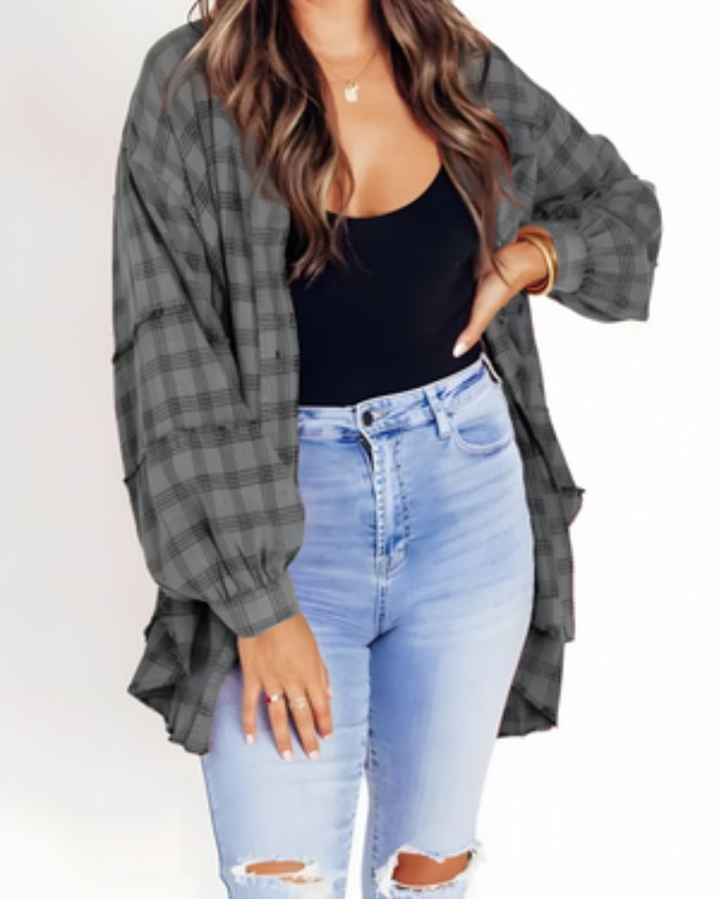 Stylische Frauenkleidung Flanell Übergröße