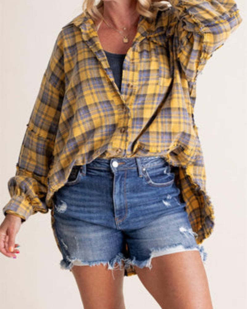 Stylische Frauenkleidung Flanell Übergröße