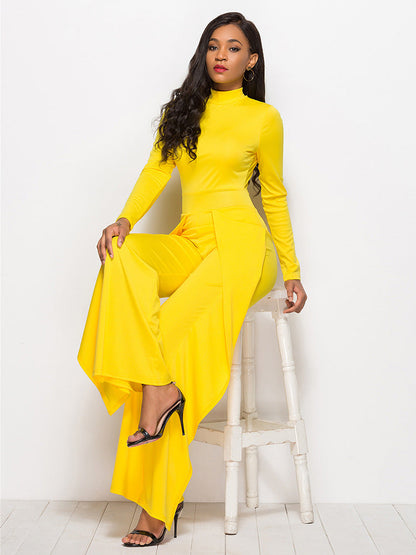 Damen Jumpsuit Elegant Langärmlig Abendkleid