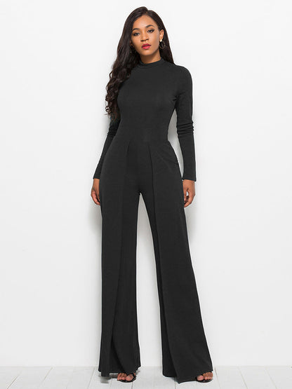 Damen Jumpsuit Elegant Langärmlig Abendkleid