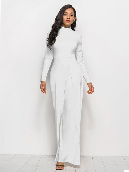 Damen Jumpsuit Elegant Langärmlig Abendkleid