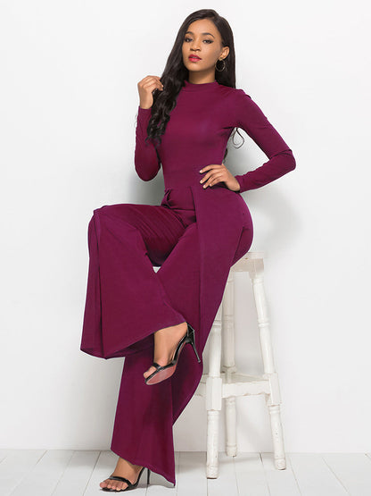 Damen Jumpsuit Elegant Langärmlig Abendkleid
