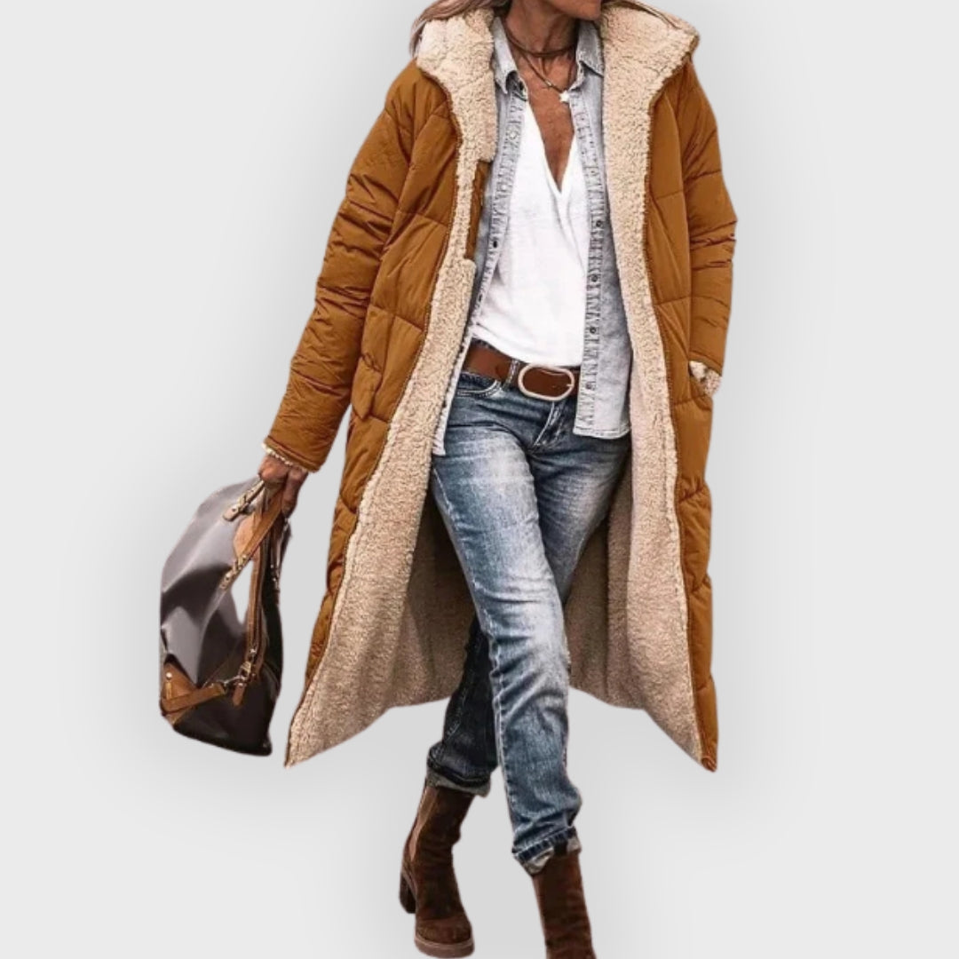 Warm gefütterter Winter-Puffer-Mantel Damen