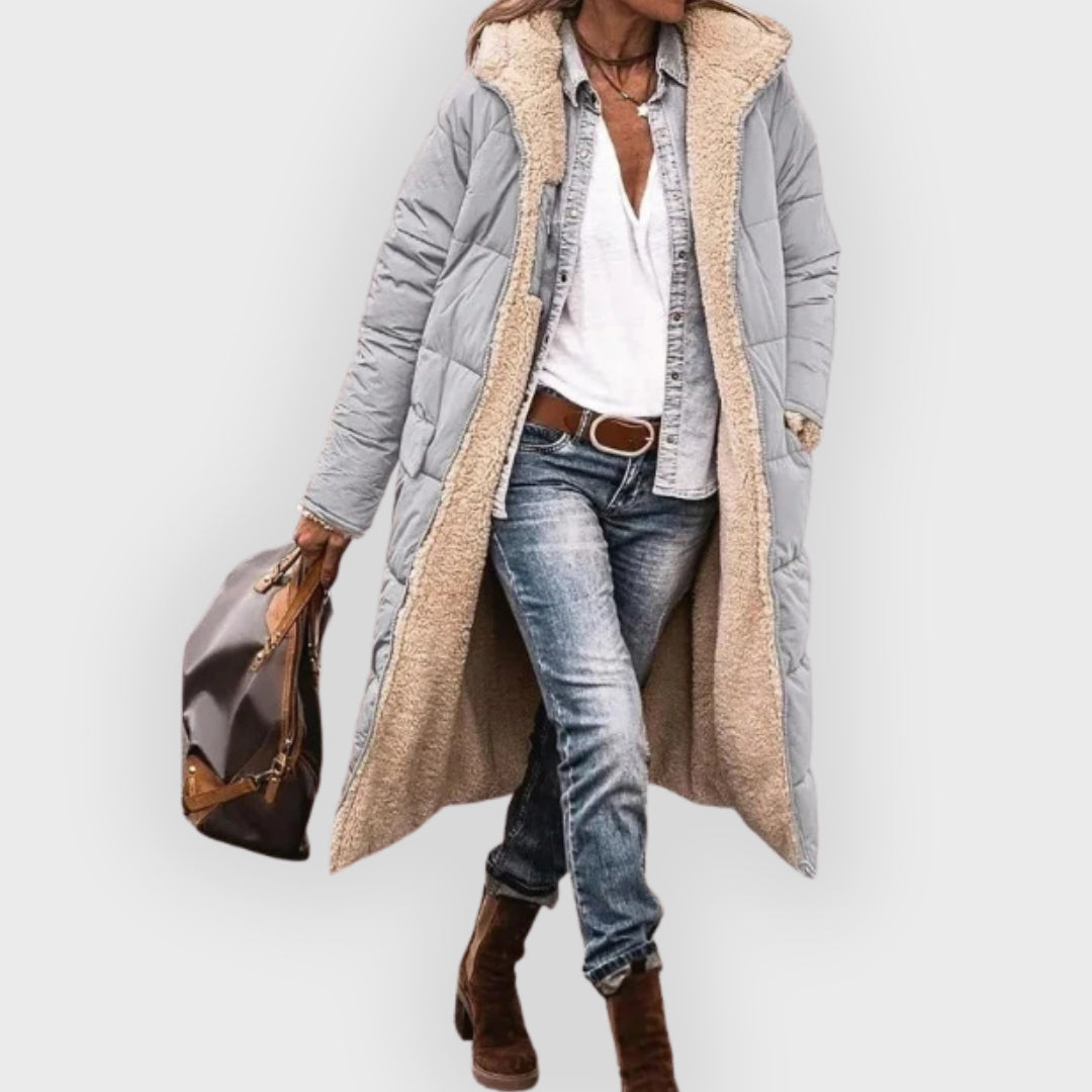 Warm gefütterter Winter-Puffer-Mantel Damen