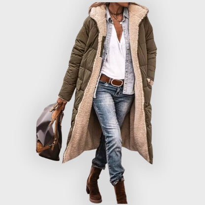 Warm gefütterter Winter-Puffer-Mantel Damen