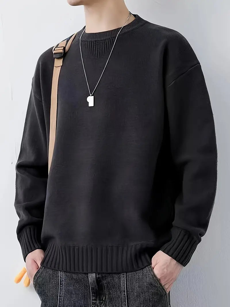 Lässiger Herren Pullover Rundhals Warm