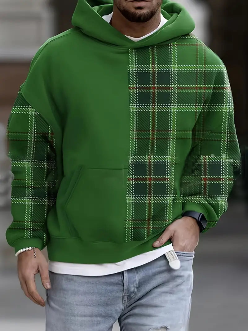 Herren Pullover Karo Kapuze Modern - IdealeKleiden