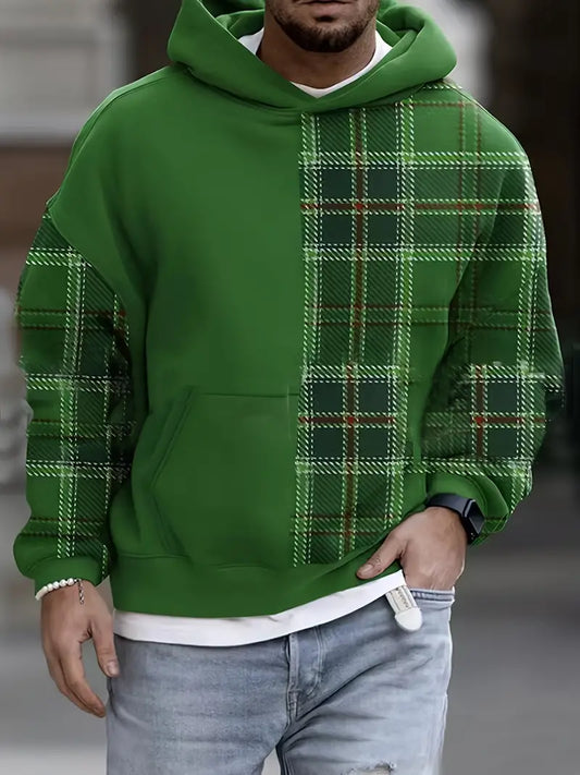 Herren Pullover Karo Kapuze Modern - IdealeKleiden