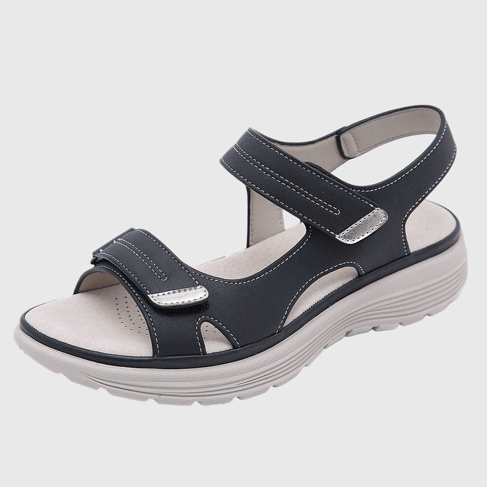 Damen Sandalen Offene Zehen Schmal Klettverschluss