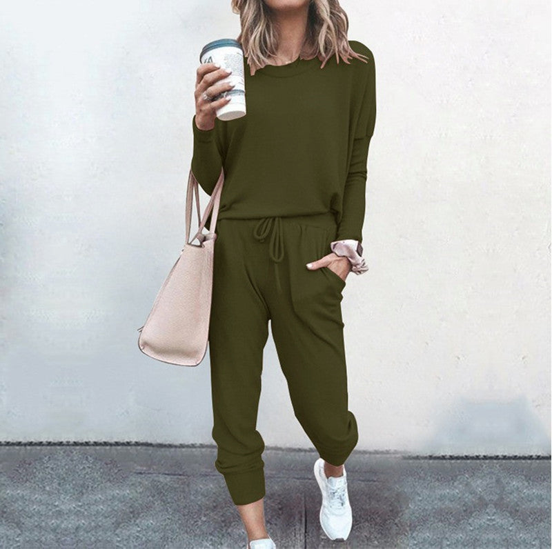 Damen Jumpsuit Komfort Design Rundhals Ausschnitt