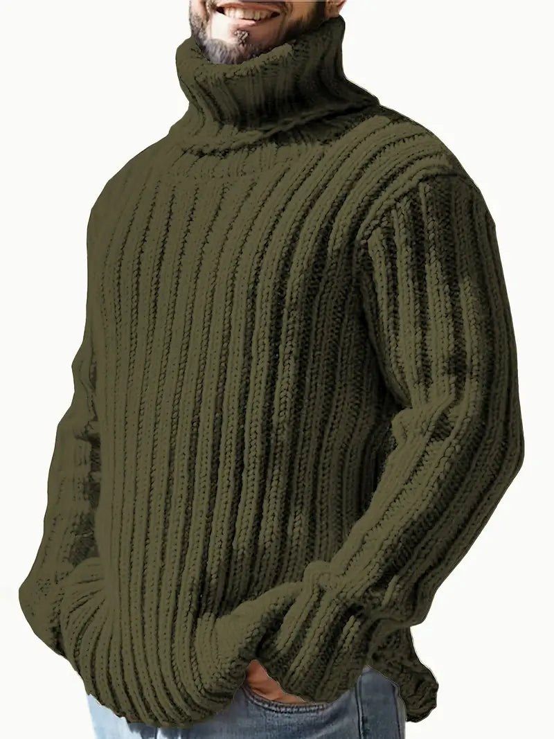 Einfarbig Rollkragen Pullover Herren Mode