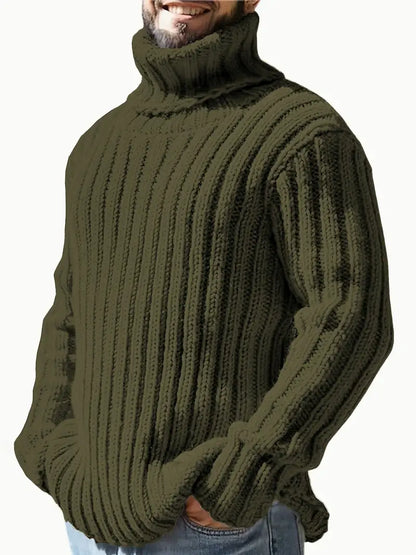 Einfarbig Rollkragen Pullover Herren Mode