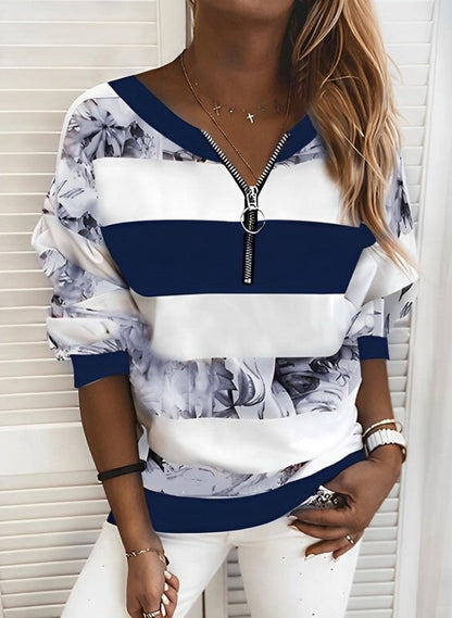Lässiges Sweatshirt Streifen Design - IdealeKleiden