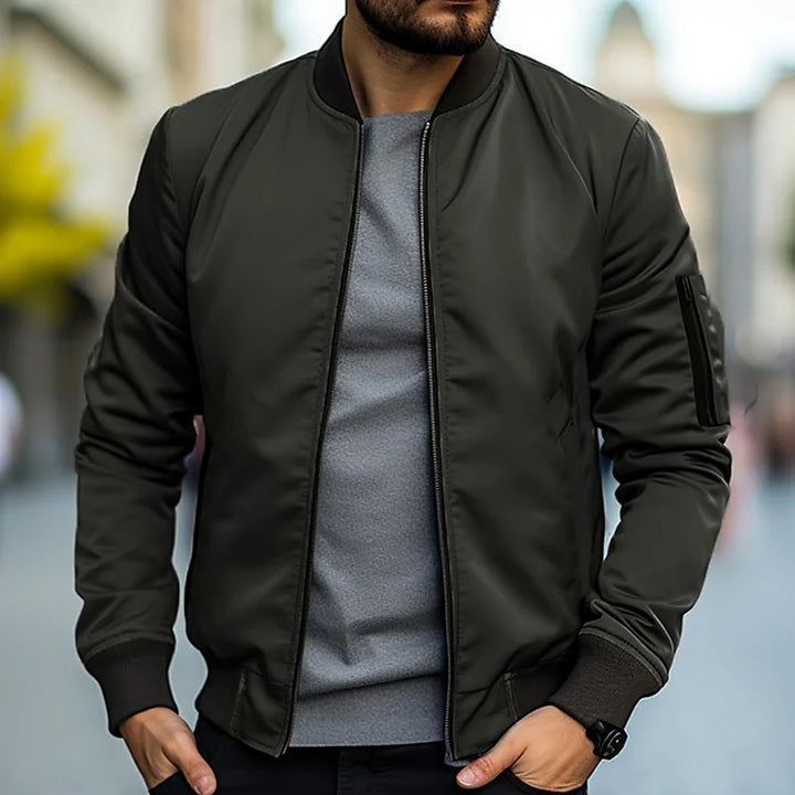 Herren Bomberjacke Sportlich Reißverschluss Tasche