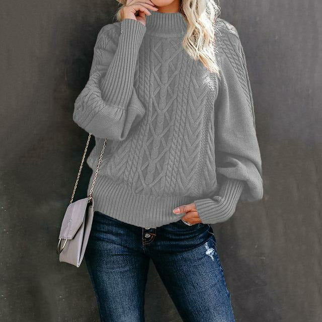 Damen Pullover Warm Kabelstrick Herbstmode