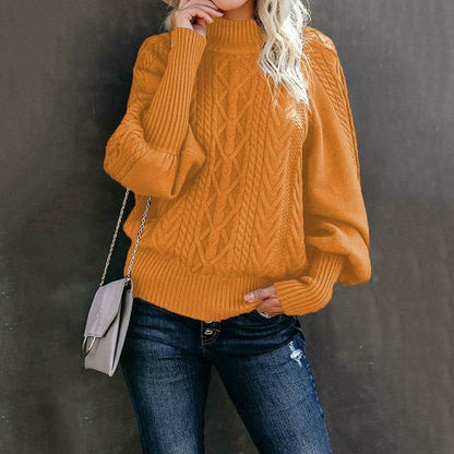 Damen Pullover Warm Kabelstrick Herbstmode - IdealeKleiden